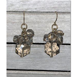 Smoky Quartz Crystal Dangle Earrings EUC